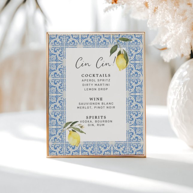 Mediterrane Fliesen Amalfi Capri Bar Menu Poster (Von Creator hochgeladen)