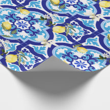 mediterrane Fliesen, blaue Fliesen, Zitrone,