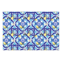 mediterrane Fliesen, blaue Fliesen, Zitrone,