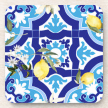 mediterrane Fliesen, blaue Fliesen, Zitrone,
