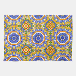 mediterrane Fliesen, Majolika, sizilianisch, Geschirrtuch