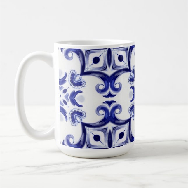 mediterrane Fliesen, Majolika, sizilianisch, Kaffeetasse (Links)