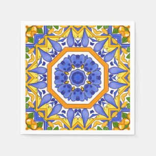 mediterrane Fliesen, Majolika, sizilianisch, Serviette