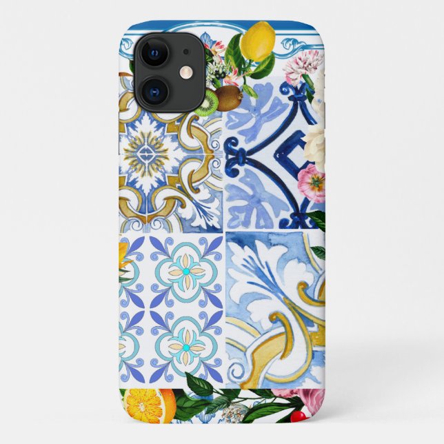 mediterrane Fliesen, Majolika, sizilianischer Stil Case-Mate iPhone Hülle (Rückseite)