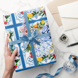 mediterrane Fliesen, Majolika, sizilianischer Stil Geschenkpapier