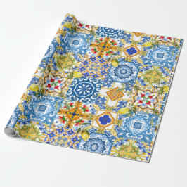 mediterrane Fliesen, Majolika, sizilianischer Stil Geschenkpapier