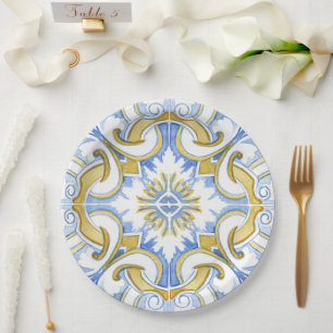 mediterrane Fliesen, Majolika, sizilianischer Stil Pappteller