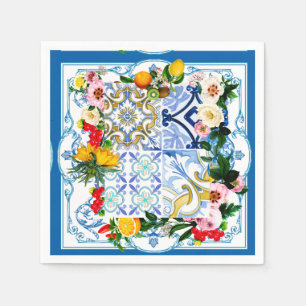 mediterrane Fliesen, Majolika, sizilianischer Stil Serviette