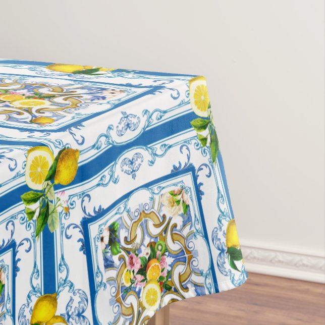 mediterrane Fliesen, Majolika, sizilianischer Stil Tischdecke (Beispiel)