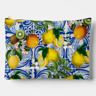 Mediterrane Fliesen und Lemon-Kosmetiktüte Zubehörtasche