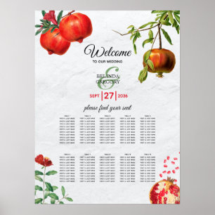Mediterrane Hochzeitssattelkarte für Granatapfel Poster
