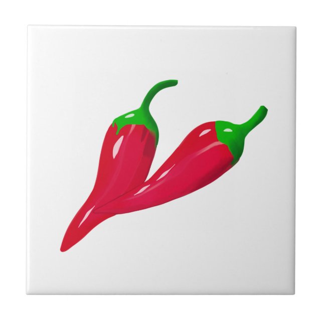 mediterrane Kacheln, Chili-Paprikaschoten, Fliese (Vorderseite)