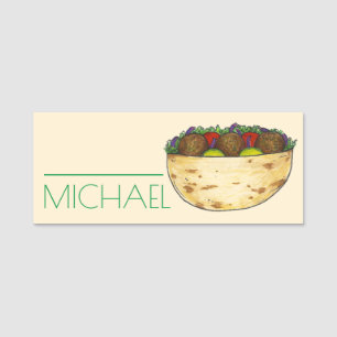 Mediterrane Küche Falafel Pita Restaurant Server Namensschild