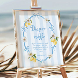 Mediterrane Lemon Blue Bows Diaper Poster