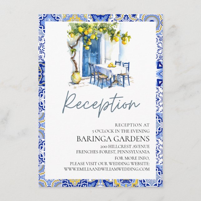Mediterrane Lemon Hochzeitskarte Begleitkarte (Vorderseite)