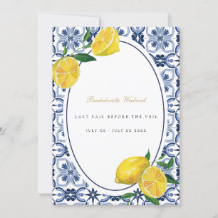 Mediterrane Lemon Tile Bachelorette Wochenende Car Einladung