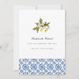 Mediterrane Lemon Tile Bachelorette Wochenende Car Einladung