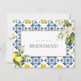 Mediterrane Lemon Tiles Bridesmaid - Vorschlagskar Save The Date