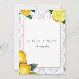 Mediterrane Limone Save the Date Hochzeitskarte Ankündigung