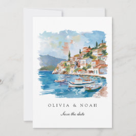 Mediterrane Limone Save the Date Hochzeitskarte Ankündigung