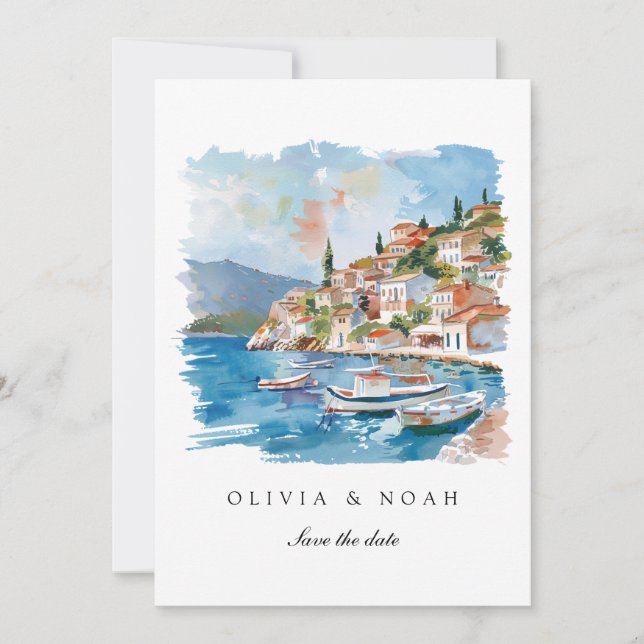Mediterrane Limone Save the Date Hochzeitskarte Ankündigung (Vorderseite)