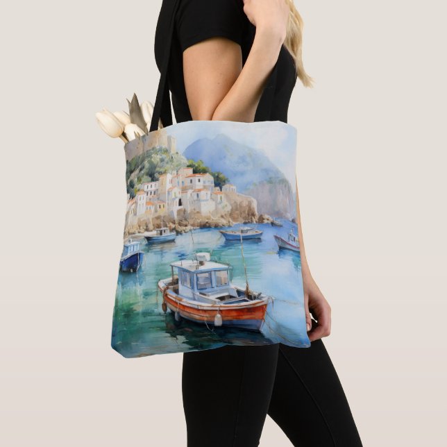 Mediterrane Meereslandschaften Ölmalerei Design Tasche (Von Nahem)