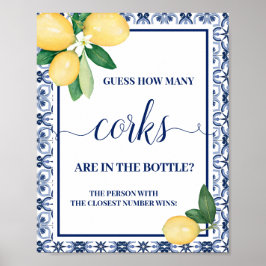 Mediterrane Schätzung Wie viele Corks Duschspiel Poster
