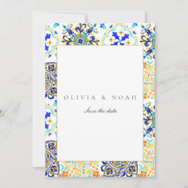 Mediterrane Tiles Save the Date Wedding Card Ankündigung