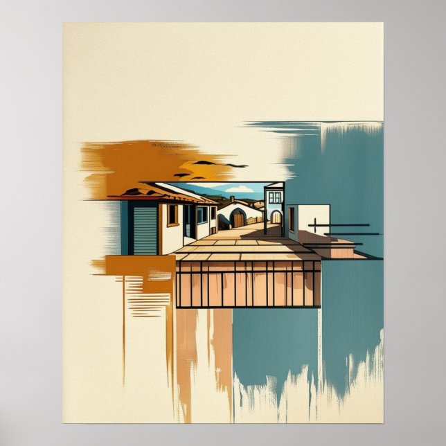 Mediterrane Villa Vintag Poster (Vorne)