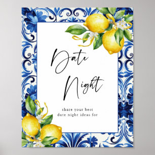 Mediterrane Zitronen Bridal Dusche Datum Nacht Zei Poster
