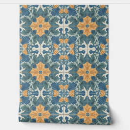 Mediterranean Blue and Gold Pattern Tapete
