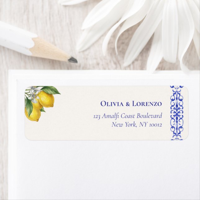 Mediterranean Blue & Lemon Branch Wedding Return (Insitu)