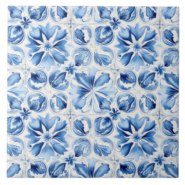 Mediterranean Blue Ornate  Fliese (Vorderseite)