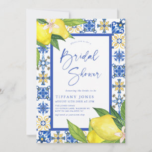 Mediterranean Blue Tiles Lemons Brautparty Invi Einladung