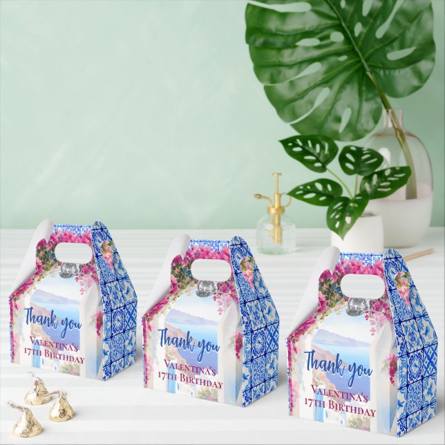 Mediterranean Blue Tiles Mamma Mia Greek Island  Geschenkschachtel (Zahlreiche)