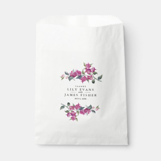 Mediterranean Bougainvillea Wedding Vielen Dank Geschenktütchen (Vorderseite)