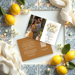 Mediterranean Chic Floral Classic Chalice Lemons Save The Date