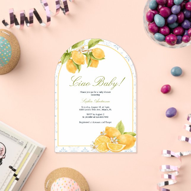 Mediterranean Ciao Baby Italienische Lemon Babydus Acryleinladungen (Insitu (Feier))