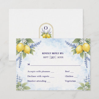 Mediterranean Citrus Botanical RSVP Wedding Respon Karte