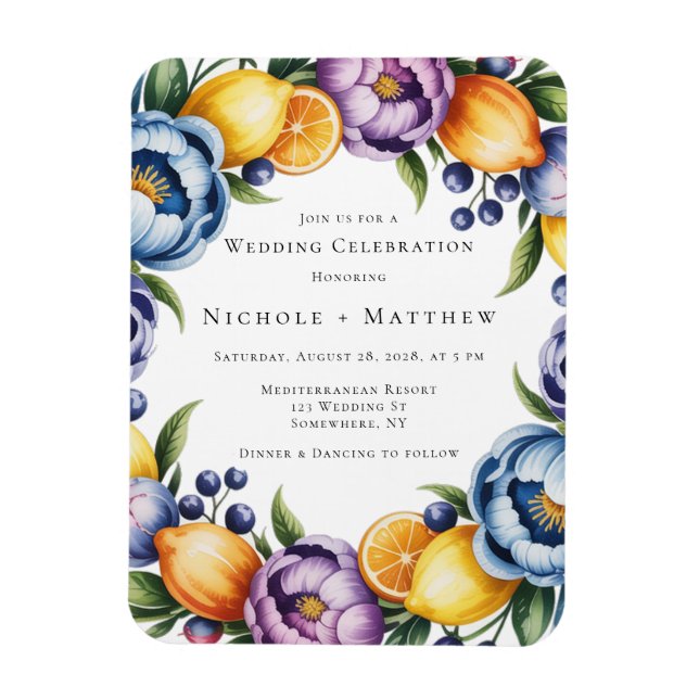 Mediterranean Citrus Bouquet Wedding Magnet (Vertikal)