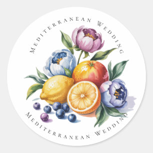 Mediterranean Citrus Bouquet Wedding Runder Aufkleber