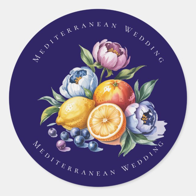 Mediterranean Citrus Bouquet Wedding Runder Aufkleber (Vorderseite)