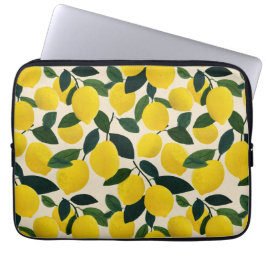 Mediterranean Citrus Fruit Pattern Yellow Lemons Laptopschutzhülle