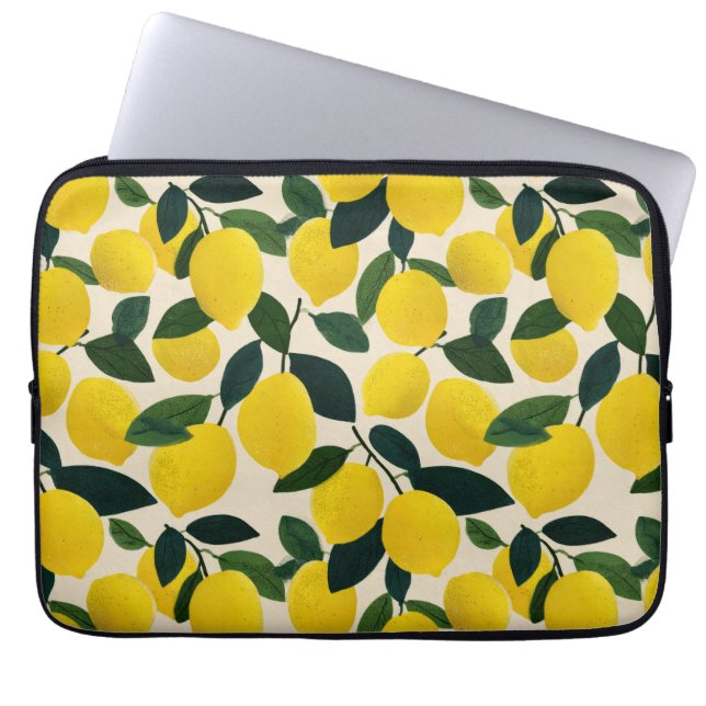 Mediterranean Citrus Fruit Pattern Yellow Lemons Laptopschutzhülle (Vorderseite)