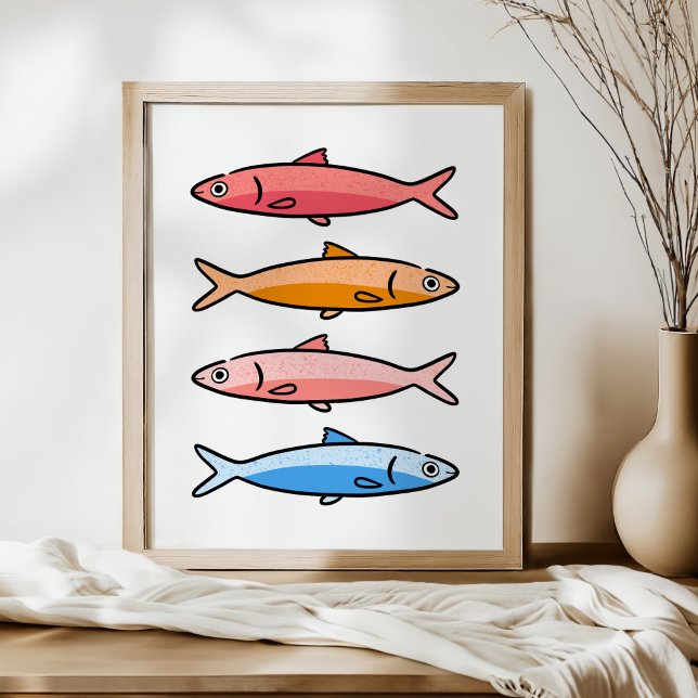Mediterranean Coastal Sardine Illustration Art Poster (Von Creator hochgeladen)