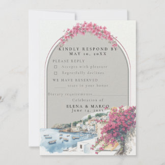 Mediterranean Coastal Wedding RSVP Card – Response Einladung