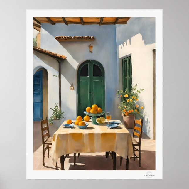 Mediterranean Courtyard Dining Poster (Vorne)