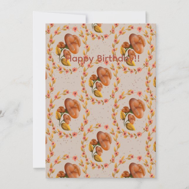 Mediterranean floral wreath pattern warm orange fl einladung (Vorderseite)