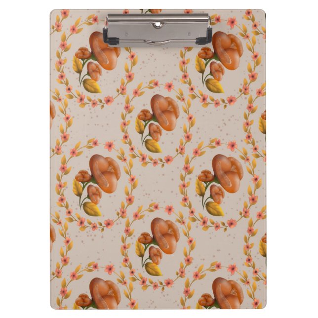 Mediterranean floral wreath pattern warm orange fl klemmbrett (Vorderseite)