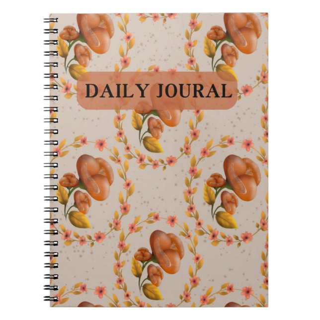 Mediterranean floral wreath pattern warm orange fl notizblock (Vorderseite)